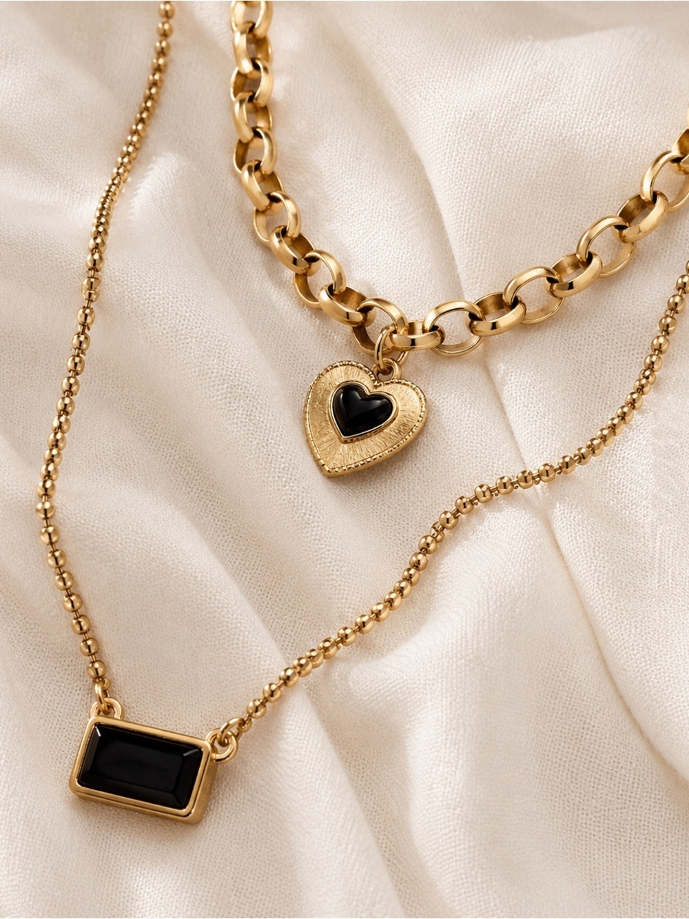 Free People Gold-Tone Layered Heart & Rectangle Pendant Necklace - Picture 2 of 2